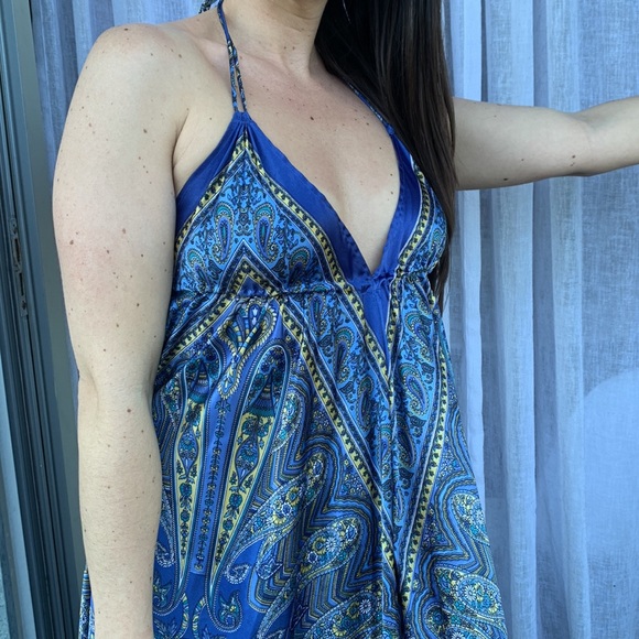 Blue paisley one size beach coverup bohemian - Picture 2 of 3